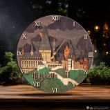 Harry Potter 3D Dřevěné hodiny - Bradavice (noc)