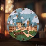Harry Potter 3D Dřevěné hodiny - Bradavice (den)