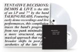 LP Talking Heads - Tentative Decisions: Demos & Live (Clear vinyl)