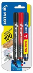 PILOT 100 Popisovač permanentní BL 1ks černá/červená/modrá - Zvýrazňovače a popisovače do školy PILOT 100 Popisovač permanentní BL 1ks černá/červená/modrá