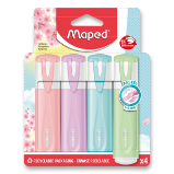 Zvýrazňovač Maped Fluo Peps Pastel - 4 ks, mix barev - Zvýrazňovače, popisovače Zvýrazňovač Maped Fluo Peps Pastel 4 ks