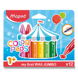 Voskovky Maped Color'Peps Wax Jumbo - 12 barev, trojhranné - Voskovky Voskovky Maped Color'Peps Wax Jumbo 12 barev, trojhranné