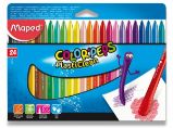 Plastové pastely Maped Color'Peps Plasticlean - 24 barev, trojhranné