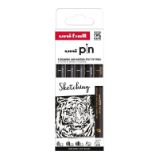 UNI PIN Drawing - sada linerů Sketching (5 ks) - Fixy PIN Drawing - Sketching sada 5 ks linerů, černý