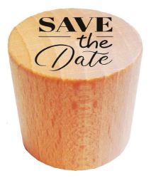 Dřevěné razítko, kulaté, 3 cm - Save the Date - Kreativní sady a materiály Dřevěné razítko, kulaté, 3 cm - Save the Date