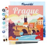 Mini malování podle čísel - Travel Poster Praha 20x20cm na rámu