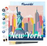Mini malování podle čísel - Travel Poster New York Socha Svobody 20x20cm na rámu - Kreativní sady a materiály Mini malování podle čísel - Travel Poster New York Socha Svobody 20x20cm na rámu