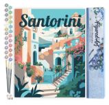 Malování podle čísel - Vintage Rozkvetlé Santorini bez rámu 40x50cm - Kreativní sady a materiály Malování podle čísel - Vintage Rozkvetlé Santorini bez rámu 40x50cm