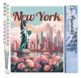 Malování podle čísel - Vintage Rozkvetlý New York bez rámu 40x50cm