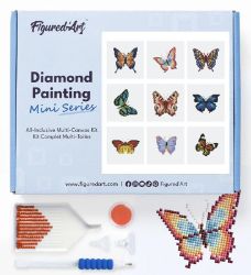 Mini diamantové malování série 9 obrázků 15x15cm - Motýli Mini diamantové malování série 9 obrázků 15x15cm - Motýli