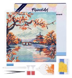Mini diamantové malování - Fuji Nad Jezerem na rámu 25x25cm Mini diamantové malování - Fuji Nad Jezerem na rámu 25x25cm