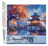 Malování podle čísel - Pagoda Za Podzimní Noci bez rámu 40x50cm