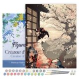 Malování podle čísel - Žena V Kimonu A Sakura na rámu 40x50cm