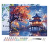 Malování podle čísel - Pagoda Za Podzimní Noci na rámu 40x50cm Malování podle čísel - Pagoda Za Podzimní Noci na rámu 40x50cm