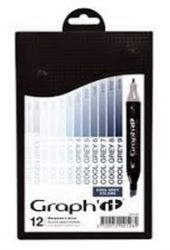 Graph'it Set alkoholových popisovačů, 12ks – Cool Grey