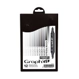 Graph'it Set alkoholových popisovačů, 12ks - Neutral Grey - Zvýrazňovače, popisovače Graph´it Set alkoholových popisovačů, 12ks - Neutral Grey