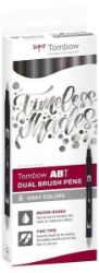Tombow ABT Dual Pen Brush Sada oboustranných štětcových fixů - Grey colours 6 ks - Psací potřeby Tombow ABT Dual Pen Brush Sada oboustranných štětcových fixů - Grey colours 6 ks