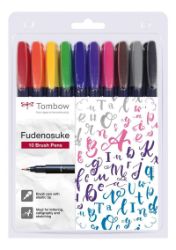 Tombow Sada štětcových fixů Fudenosuke COLOUR tvrdost 1 - hard 10 ks Tombow Sada štětcových fixů Fudenosuke COLOUR tvrdost 1 - hard 10 ks