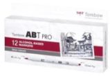 Tombow Oboustranný lihový fix ABT PRO - Gray colors 12 ks Tombow Oboustranný lihový fix ABT PRO - Gray colors 12 ks