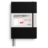 Black, Weekly Planner & Notebook Medium (A5) 2026, 18 Months, Softcover, English