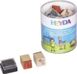 HEYDA Sada dřevěných razítek - fotbal + stavba - Dětská razítka HEYDA Sada dřevěných razítek - fotbal + stavba