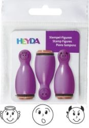 HEYDA Dřevěná razítka kuželky smajlíci - fialové 3 ks - Dětská razítka HEYDA Dřevěná razítka kuželky smajlíci - fialové 3 ks