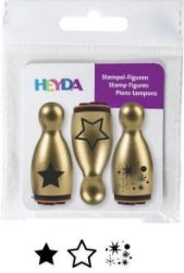 HEYDA Dřevěná razítka kuželky - hvězdy HEYDA Dřevěná razítka kuželky - hvězdy