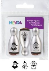 HEYDA Dřevěná razítka kuželky - stříbrné - Dětská razítka HEYDA Dřevěná razítka kuželky - stříbrné