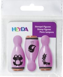 HEYDA Dřevěná razítka kuželky - žába, ptáček - Dětská razítka HEYDA Dřevěná razítka kuželky - žába, ptáček