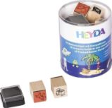 HEYDA Sada dřevěných razítek - piráti + astronauti - Dětská razítka HEYDA Sada dřevěných razítek - piráti + astronauti