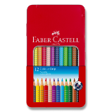 Pastelky Faber-Castell Grip 2001 - plechová krabička, 12 barev - Pastelky Pastelky Faber-Castell Grip 2001 plechová krabička, 12 barev