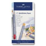 Akvarelové pastelky Faber-Castell Goldfaber Aqua - plechová krabička, 12 barev