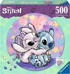 Puzzle kruhové: Disney Stitch 500 dílků - Dětské puzzle Ravensburger Puzzle kruhové - Disney Stitch 500 dílků