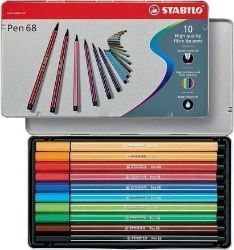 Fixa STABILO Pen 68 sada 10 ks v kovovém pouzdru - Fixy Fixa STABILO Pen 68 sada 10 ks v kovovém pouzdru