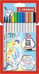 Fixa STABILO Pen 68 brush sada 12 ks v pouzdru Fixa STABILO Pen 68 brush sada 12 ks v pouzdru