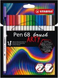 Fixa STABILO Pen 68 brush sada 18 ks v pouzdru"ARTY" - Fixy Fixa STABILO Pen 68 brush sada 18 ks v pouzdru"ARTY"