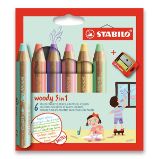 Pastelky STABILO Woody 3in1, 6 ks s ořezávátkem Pastelky STABILO Woody 3in1, 6 ks s ořezávátkem