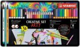 STABILO Arty Sada 36 ks aquacolor,pen 68 brush,point 88 - Tužky Jemný liner, prémiový vláknový fix se štětcovým hrotem a akvarelová pastelka - STABILO poi