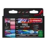 Akrylový popisovač STABILO FREE Acrylic - kulatý hrot 2-3 mm - sada Candy 5 ks Akrylový popisovač STABILO FREE Acrylic - kulatý hrot 2-3 mm - sada Candy 5 ks