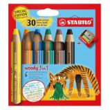 STABILO woody 3 in 1 - sada 6 ks s ořezávátkem / Tiger design