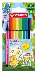 Prémiový vláknový fix STABILO Pen 68 Mini Animal Vibes 8ks - včetně samolepky Prémiový vláknový fix STABILO Pen 68 Mini Animal Vibes 8ks - včetně samolepky