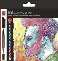 Marabu Graphix oboustranný permanentní popisovač 12 ks Marabu Graphix oboustranný permanentní popisovač 12 ks
