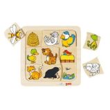 Goki Puzzle Kdo bydlí kde? 9 dílků - dřevěné - Puzzle Dřevěné puzzle Kdo bydlí kde? 9 dílků