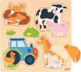 Dřevěné vkládací puzzle Hospodářská zvířata Dřevěné vkládací puzzle Hospodářská zvířata
