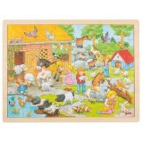Goki Puzzle Dětská Zoo 48 dílků - dřevěné - Puzzle Dřevěné puzzle Dětská Zoo 48 dílků