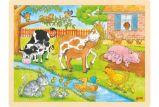 Goki Puzzle Život na farmě 48 dílků - dřevěné - Puzzle Dřevěné puzzle Život na farmě 48 dílků