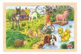 Goki Puzzle Mláďata na statku 24 dílků - dřevěné - Puzzle Dřevěné puzzle Mláďata na statku 24 dílků
