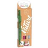 Popisovač Pentel Arts Touch Brush Sign Pen - Nature 4 ks, sada - Zvýrazňovače a popisovače do školy Popisovač Pentel Arts Touch Brush Sign Pen - Nature 4 ks, sada