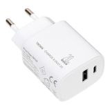 Troika rychlonabíječka - Charge -X Duo , 20 W, USB-C + USB-A, bílá