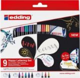 Štětcový popisovač Edding 1340, sada 9+2, Happy Lettering set,mixer a visačky